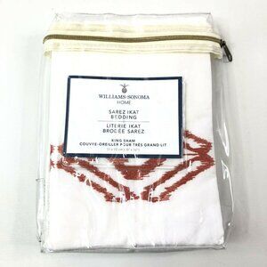 NWT Williams-Sonoma Home Sarez Ikat King Sham 100% Egyptian Cotton White With Re